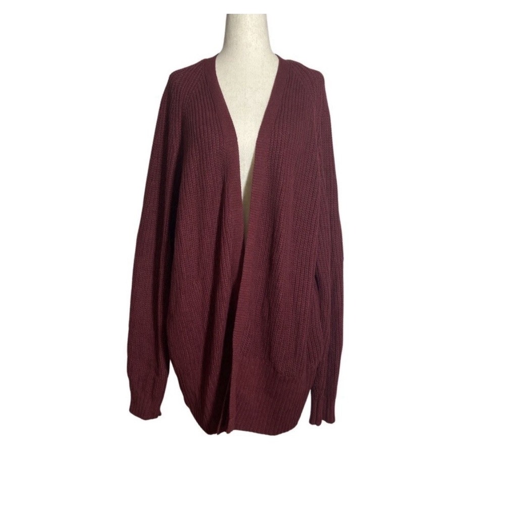 URBAN OUTFITTERS Blake Open Oversized Cardigan Burgundy M ASO Violet Harmon New
